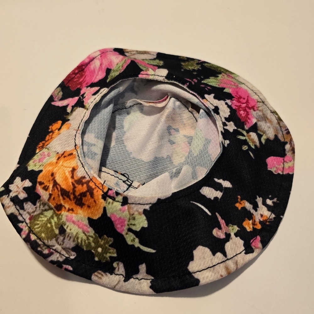 18" Doll Hat Fit American Girl Our Generation Black Floral Bucket Hat Wide Brim - Picture 3 of 3
